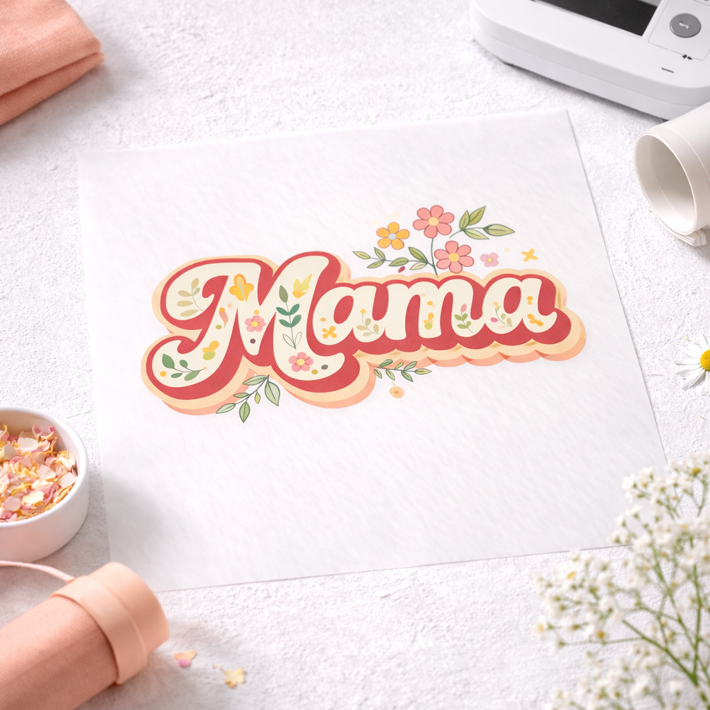 Mama Mini Matching DTF Transfer Set - Floral Spring Heat Transfer - Mommy and Me Shirt Design - Cute Pastel Flower DTF Decal - Ready to Press