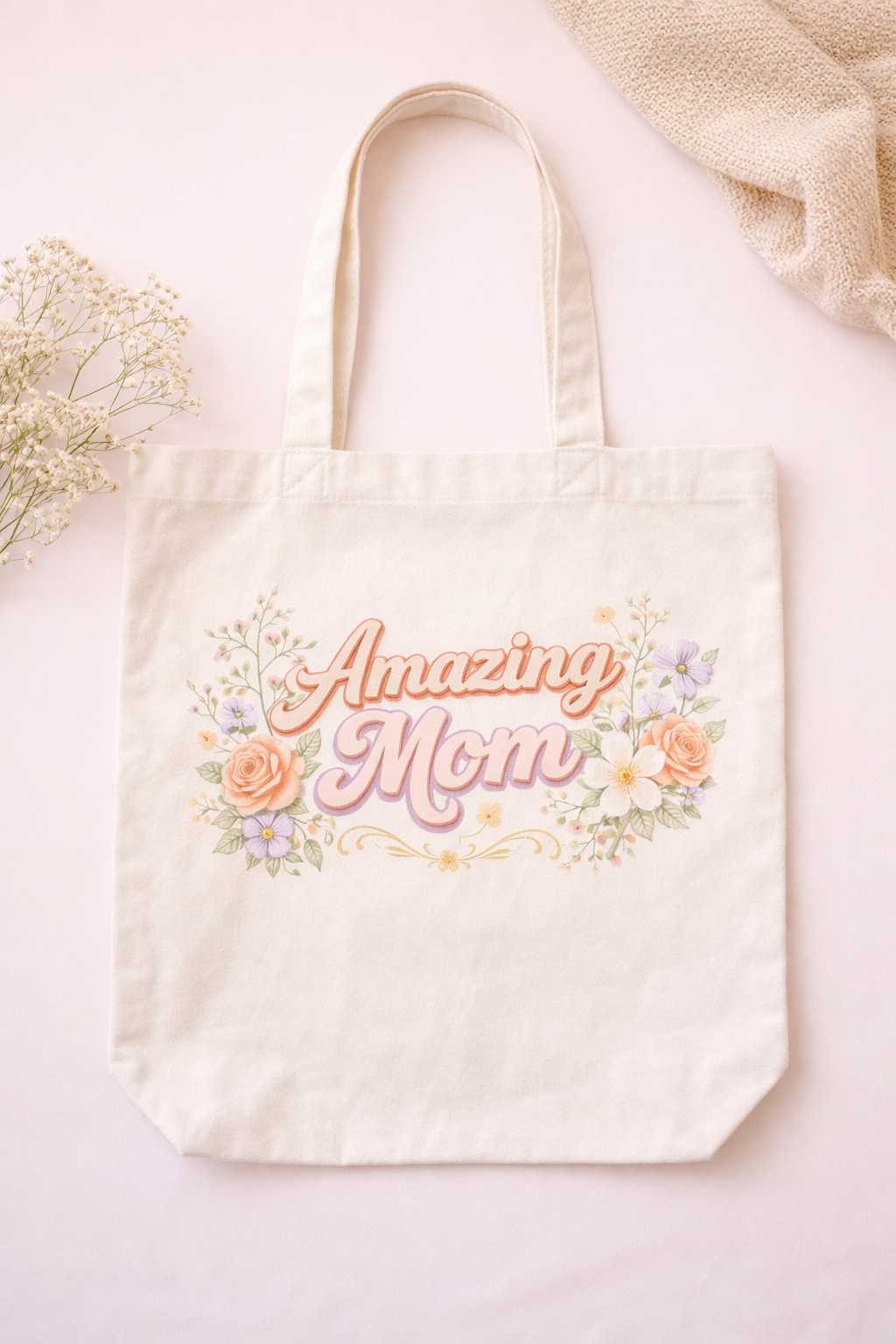 Amazing Mom DTF Transfer – Floral Mother’s Day Heat Transfer – Vintage Pastel Mom Design – Ready to Press DTF Decal – Gift for Mom Shirt
