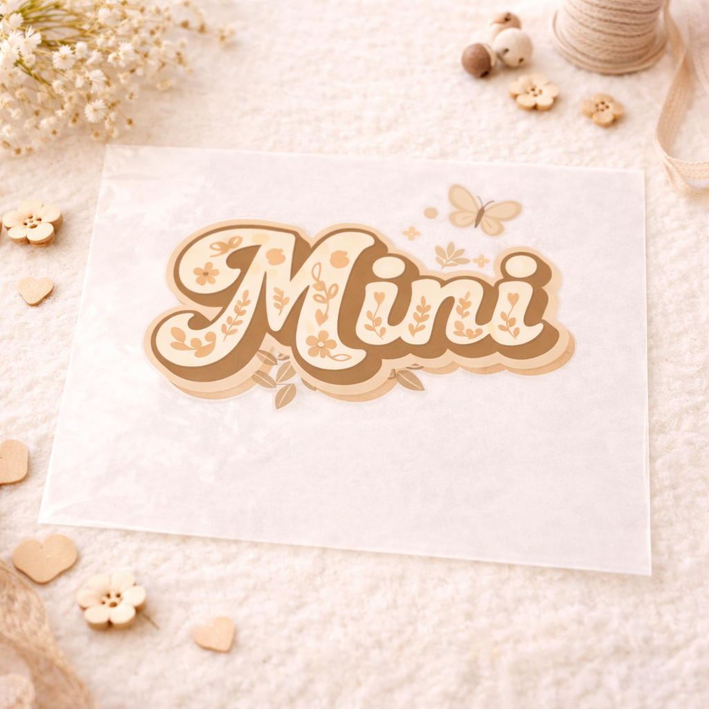 Mama Mini Matching DTF Transfer Set - Neutral Floral Heat Transfer - Mommy and Me Shirt Design - Ready to Press DTF Decal - Beige Aesthetic
