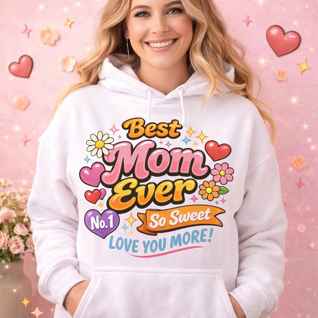 Best Mom Ever DTF Transfer – Cute Mother’s Day Heat Transfer – Retro Colorful Mom Design – Ready to Press Shirt Decal – DIY Apparel Print