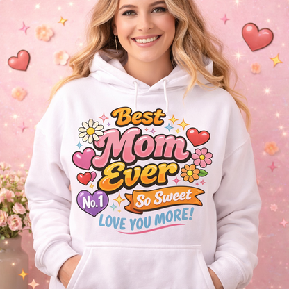 Best Mom Ever DTF Transfer – Cute Mother’s Day Heat Transfer – Retro Colorful Mom Design – Ready to Press Shirt Decal – DIY Apparel Print