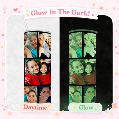 Custom Photo Collage Tumbler - Personalized 20 oz Skinny Travel Mug - Custom Picture Gift for Her or Him, Mom, Friends