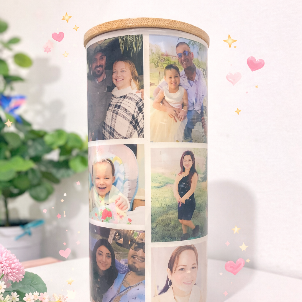 Custom Photo Collage Tumbler - Personalized 20 oz Skinny Travel Mug - Custom Picture Gift for Her or Him, Mom, Friends