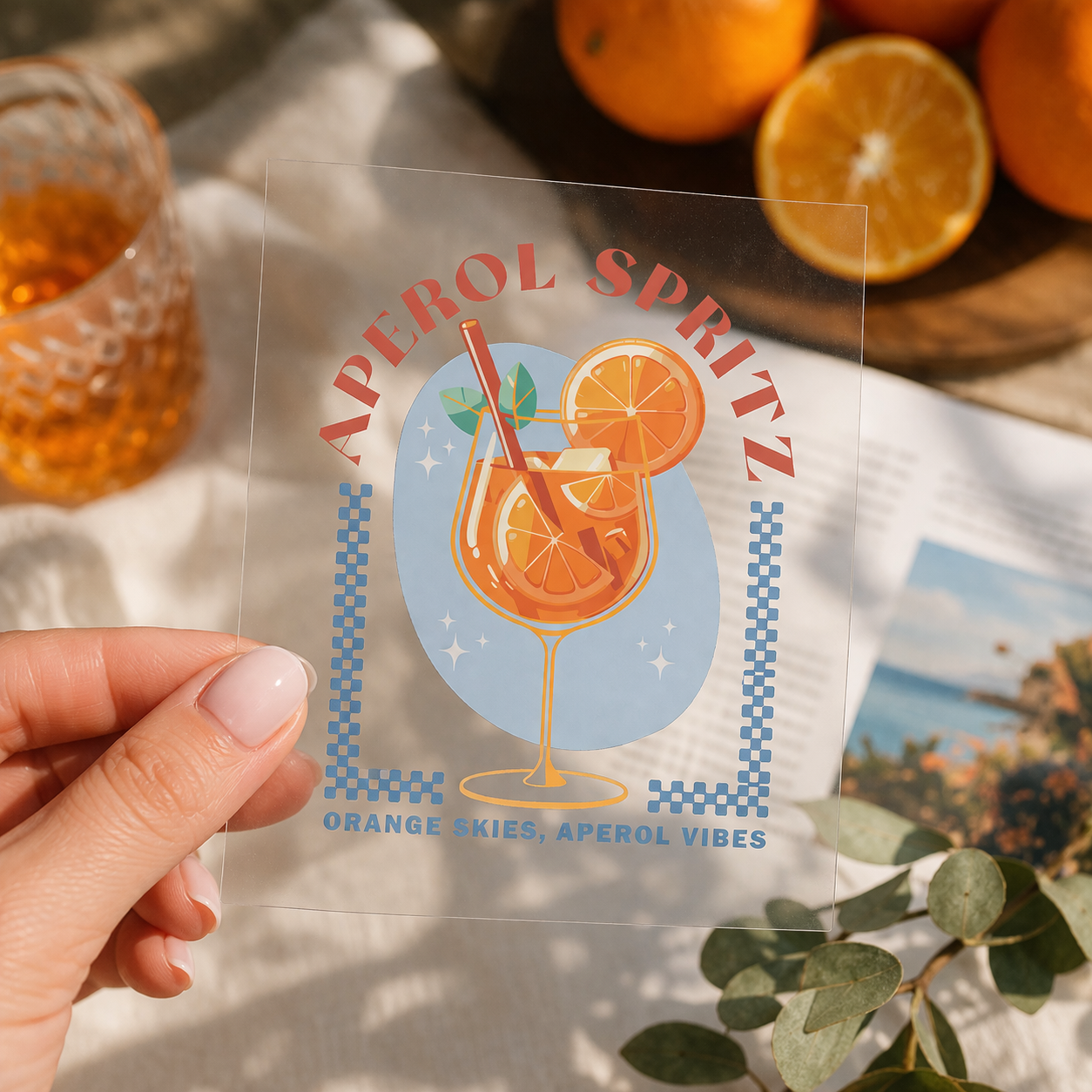 UV DTF Decals - Ready to Apply - Cocktails - Aperol Spritz - DIY Decal - Customizable