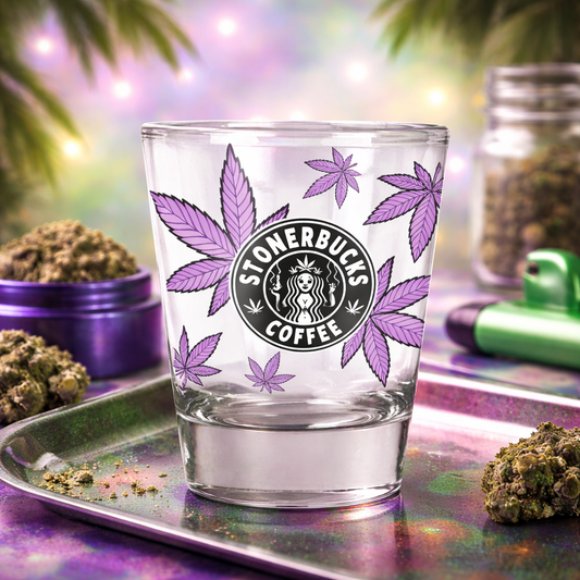UV DTF Cup Wrap - Ready to Transfer  4/20 Stonerbucks Design DIY 1.5oz and 2.5oz Prints - Shot Glass - Customizable (Copy)