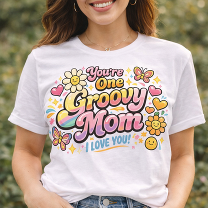 Groovy Mom DTF Transfer - Retro Mom Shirt Design - Mother’s Day Heat Transfer - Colorful Mama Graphic - Ready to Press DTF Decal