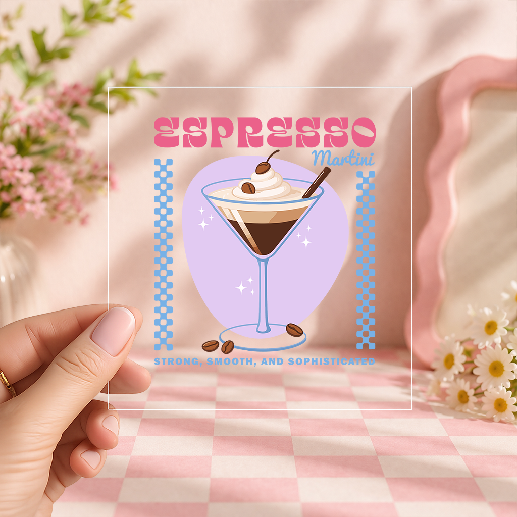 UV DTF Decals - Ready to Apply - Cocktails - Espresso Martini - DIY Decal - Customizable