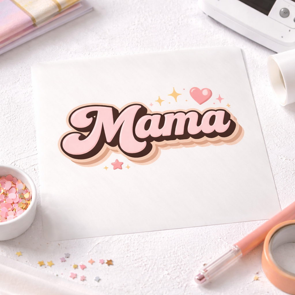 Mama Mini DTF Transfer - Matching Mom and Child Heat Transfer - Cute Pink Retro Mama Mini Shirt Design - Ready to Press DTF Decal