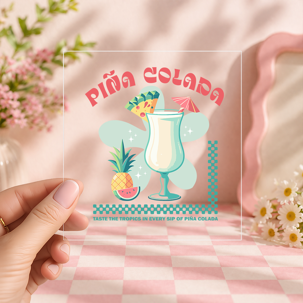 UV DTF Decals - Ready to Apply - Cocktails - Pina Colada - DIY Decal - Customizable