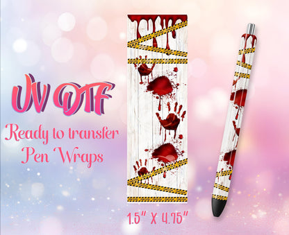 UV DTF Pen Wraps - Ready to Apply - Cr!me Movie Lover Design Prints - DIY Pen Decal - Customizable