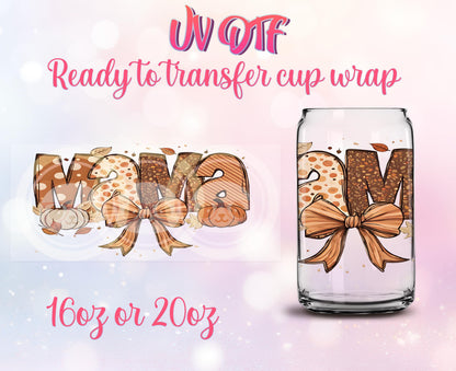 UV DTF Cup Wrap - Ready to Transfer - Mama - Fall Design - DIY 16oz and 20oz Prints - Libbey Glass Can - Customizable