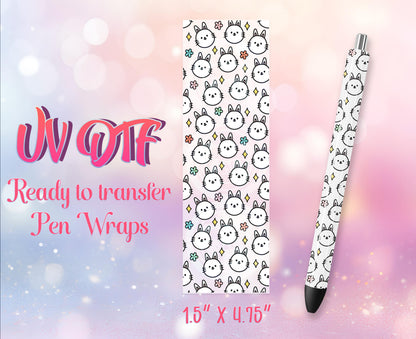UV DTF Pen Wraps - Ready to Apply - Cute Rabbit Bunny Design Prints - DIY Pen Decal - Customizable