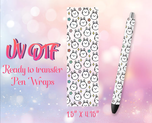 UV DTF Pen Wraps - Ready to Apply - Cute Rabbit Bunny Design Prints - DIY Pen Decal - Customizable