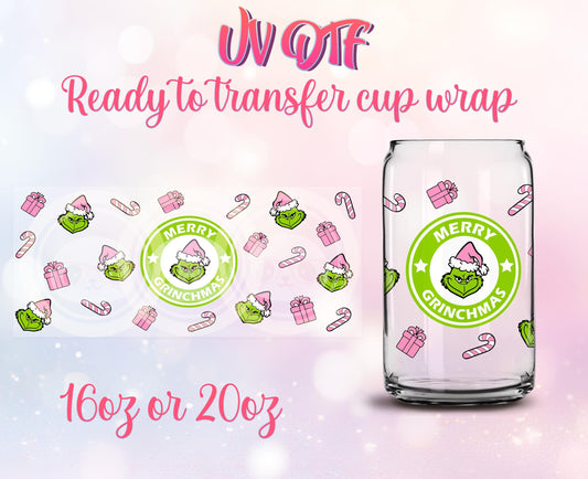 UV DTF Ready to Transfer Cup Wraps - Christmas Design DIY 16oz and 20oz Prints - Libbey Glass Can - Customizable
