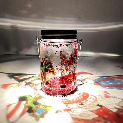 Blank Sublimation Glowing Elf Lantern Cup - Snowglobe Beer Can - Double Walled 11oz Glass - Soda Can Cup with 2 Lids Hook and Straw