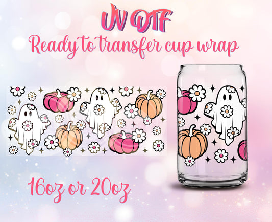 UV DTF Cup Wrap - Ready to Transfer - Halloween - Fall - Pumpkin DIY 16oz and 20oz Prints - Libbey Glass Can - Customizable