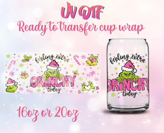 UV DTF Ready to Transfer Cup Wraps - Christmas Design DIY 16oz and 20oz Prints - Libbey Glass Can - Customizable