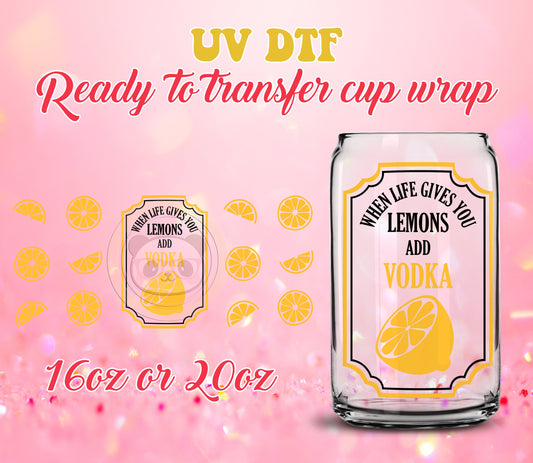UV DTF Cup Wrap - Ready to Transfer  Lemons DIY 16oz and 20oz Prints - Libbey Glass Can - Customizable