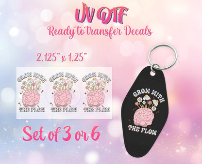 UV DTF Ready to Apply Keychain Transfers - Grow With The Flow Design Print- DIY Retro Motel Keychain Decal- Customizable