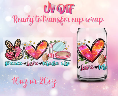 UV DTF Cup Wrap - Ready to Transfer  Makeup Artist | Mua Design DIY 16oz and 20oz Prints - Libbey Glass Can - Customizable
