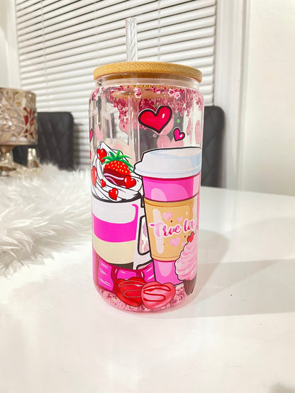 Blank Sublimation Snowglobe Beer Can Glass - Double Walled 12oz and 15oz Glass - Soda Can Cup with Bamboo Lid and Straw