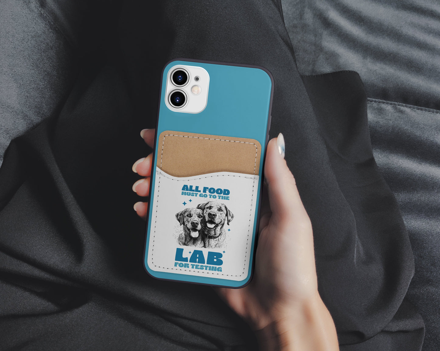 Cute Lab Phone Wallet - Adhesive PU Leather Card Holder For Phone - Labrador Pet Dog Custom Gift - Stick on Pocket - Card Caddy