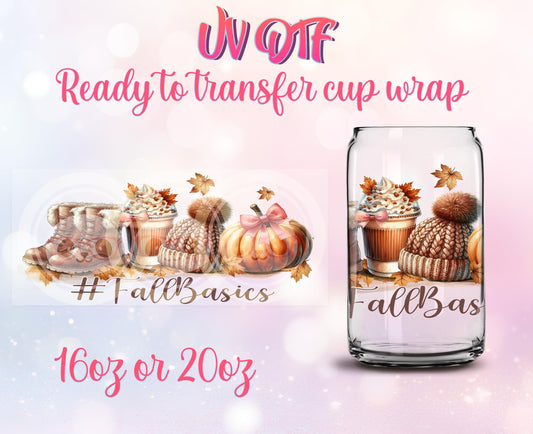 UV DTF Cup Wrap - Ready to Transfer - Fall Basics - DIY 16oz and 20oz Prints - Libbey Glass Can - Customizable