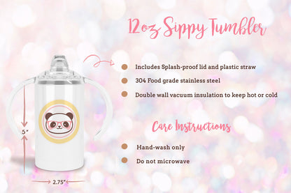 Custom 12oz Sippy Cup Tumbler - Cute Mermaid Design Bottle - Kids Travel Mug - Personalized Gift
