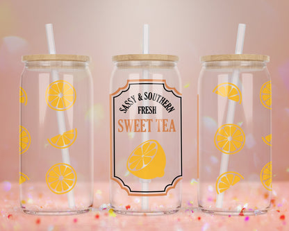 UVDTF Customized Glass Cup 16oz - When Life Gives You Lemons Make Lemonade Design - Bamboo Lid - Customized Gifts