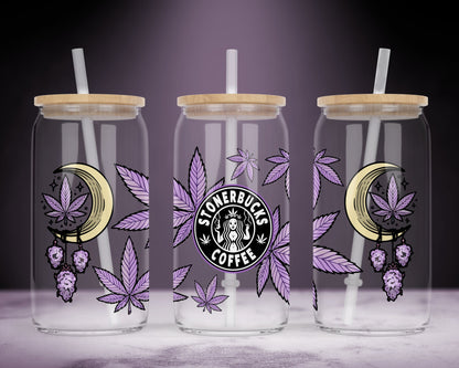 UV DTF Cup Wrap - Ready to Transfer 420 Stonerbucks Coffee - DIY 16oz and 20oz Prints - Libbey Glass Can - Customizable