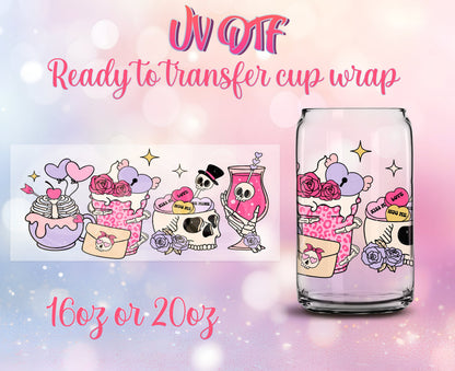 UV DTF Cup Wrap - Ready to Transfer  Cute Spooky Design DIY 16oz and 20oz Prints - Libbey Glass Can - Customizable