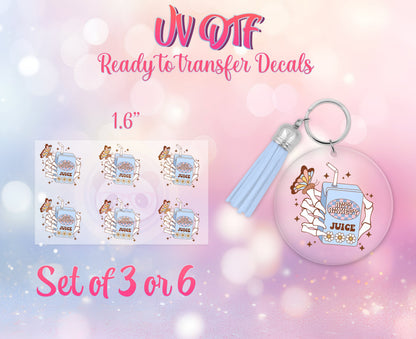 UV DTF Ready to Apply Keychain Transfers - Anti-Anxiety Juice - Mental Health Design Prints - DiY Acrylic MDF keychain Decal - Customizable
