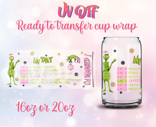 UV DTF Ready to Transfer Cup Wraps - All Booked - Christmas Design DIY 16oz and 20oz Prints - Libbey Glass Can - Customizable