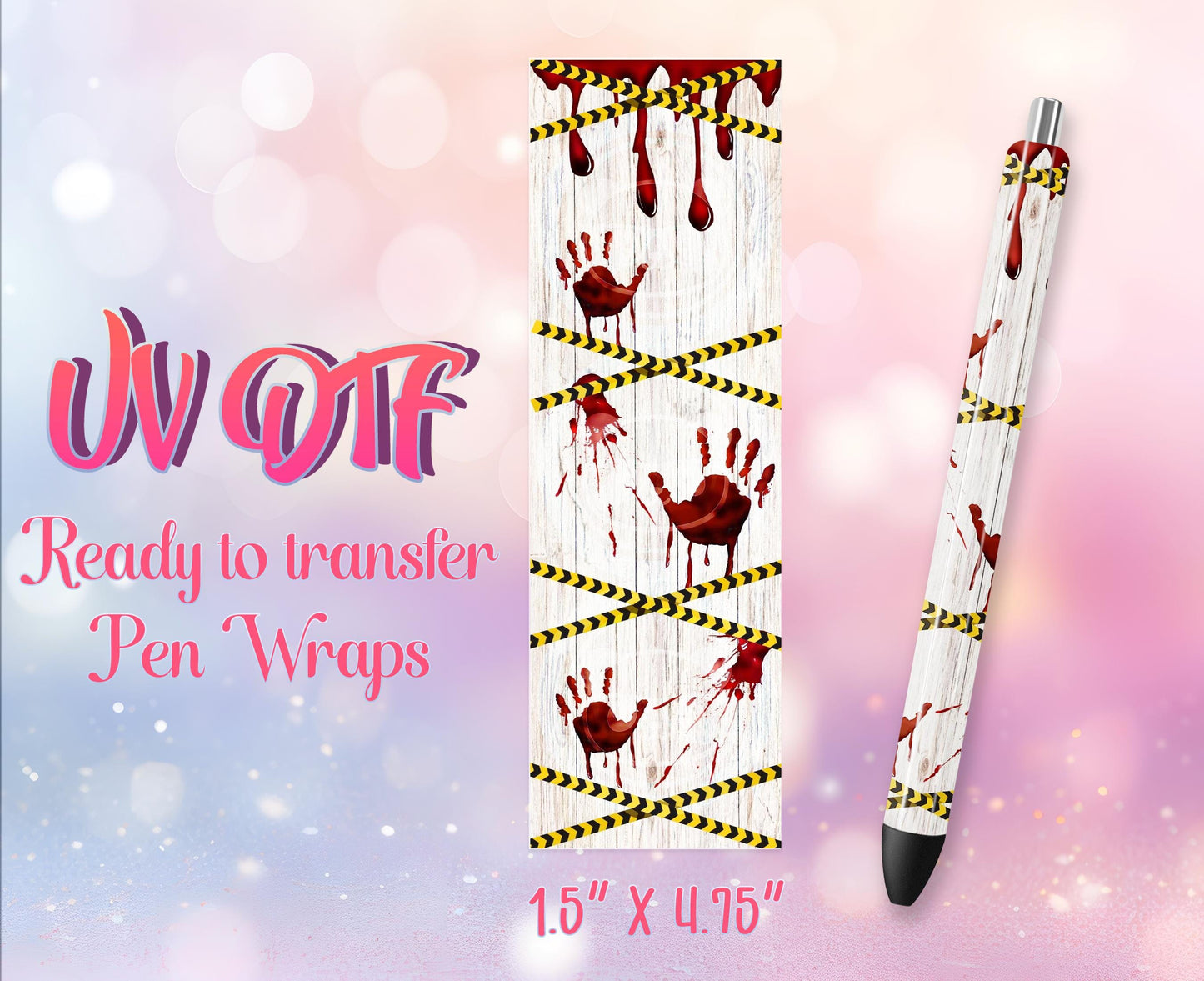 UV DTF Pen Wraps - Ready to Apply - Cr!me Movie Lover Design Prints - DIY Pen Decal - Customizable