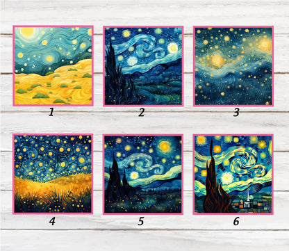Starry Inspired Phone Wallet - Adhesive PU Leather Card Holder For Phone - Custom Gift - Stick on Pocket - Card Caddy