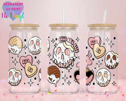 UVDTF Customized Glass Cup 16oz - Poison Concha Design - Clear or Frosted - Bamboo Lid - Customized Gifts