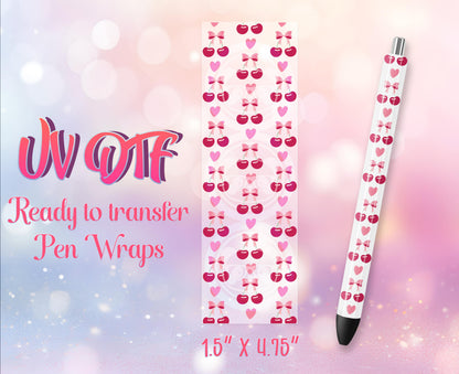 UV DTF Pen Wraps - Ready to Apply - Cute Cherries Design Prints - DIY Pen Decal - Customizable