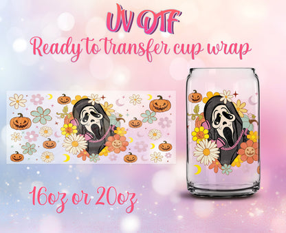 UV DTF Cup Wrap - Ready to Transfer  Halloween - Cute Horror Figure Design DIY 16oz and 20oz Prints - Libbey Glass Can - Customizable