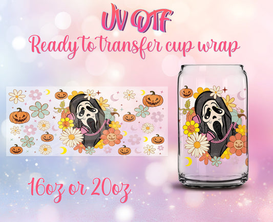 UV DTF Cup Wrap - Ready to Transfer  Halloween - Cute Horror Figure Design DIY 16oz and 20oz Prints - Libbey Glass Can - Customizable